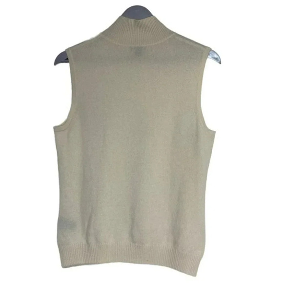 Prive Cashmere L Ivory sleeveless mock neck sweater - Picture 3 of 5